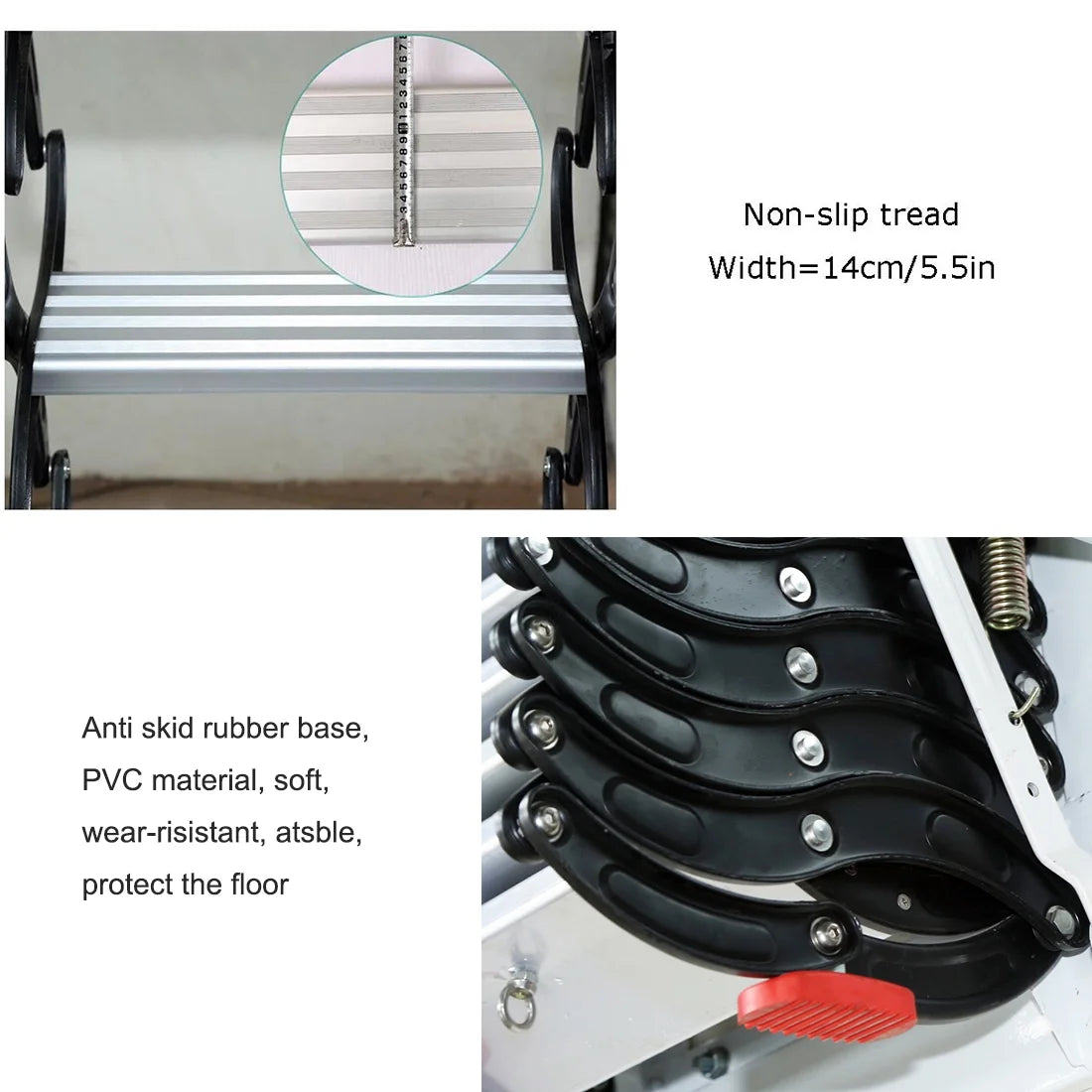 Black-White Al-mg Alloy Wall Mounted Folding Attic Ladder Y289