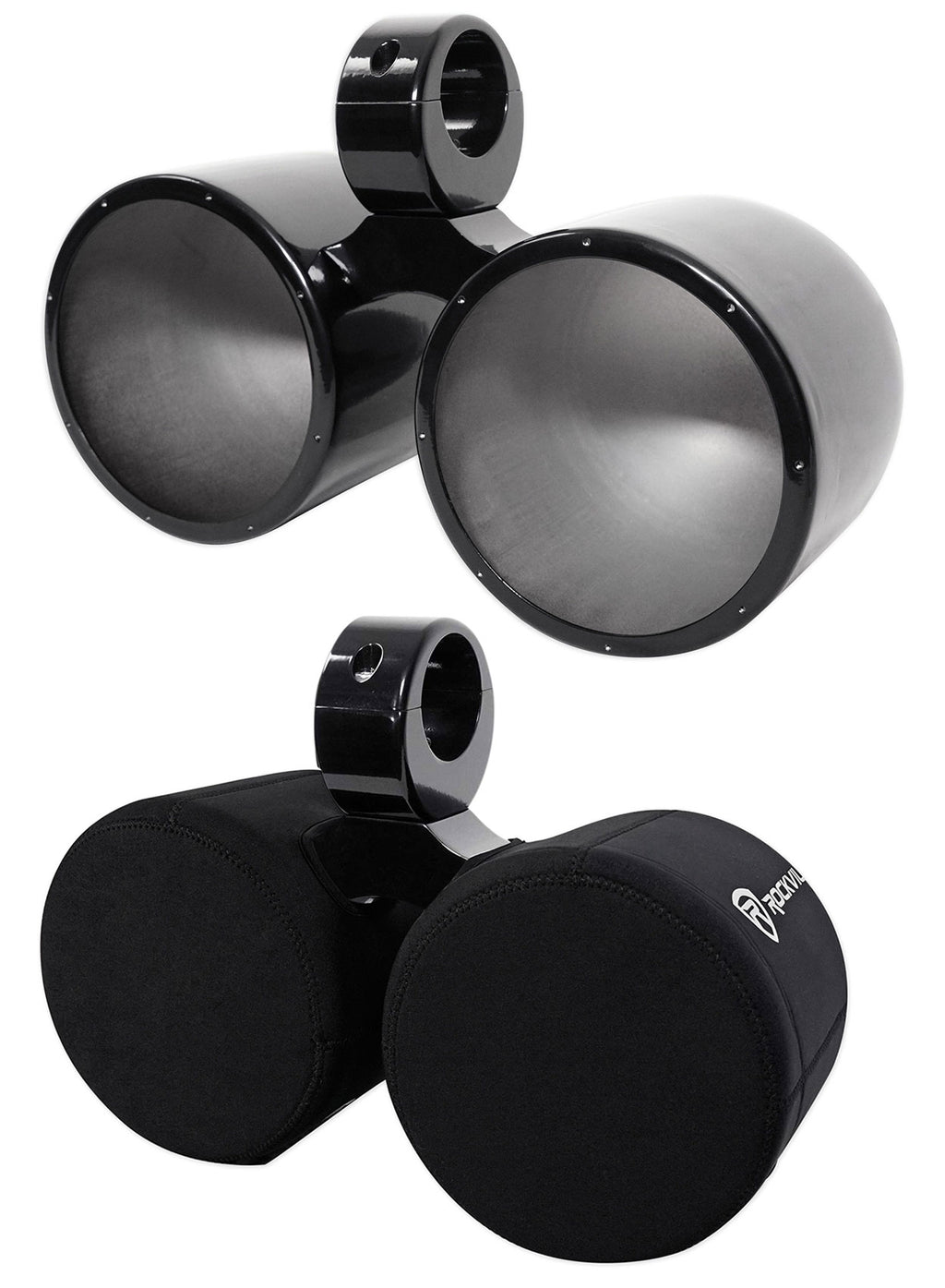 Dual 7.7" Black Aluminum Wakeboard Tower Speaker Pods with Covers N480948