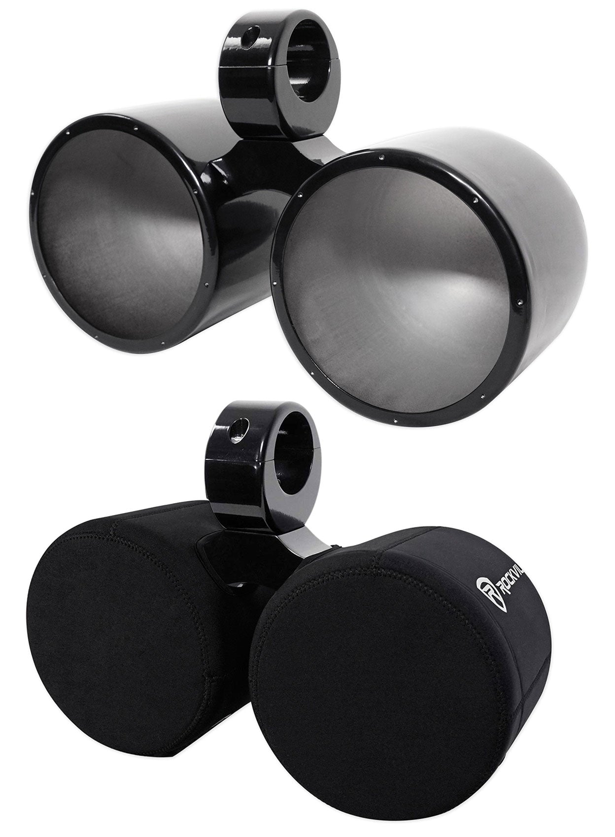 Dual 7.7" Black Aluminum Wakeboard Tower Speaker Pods with Covers N480948