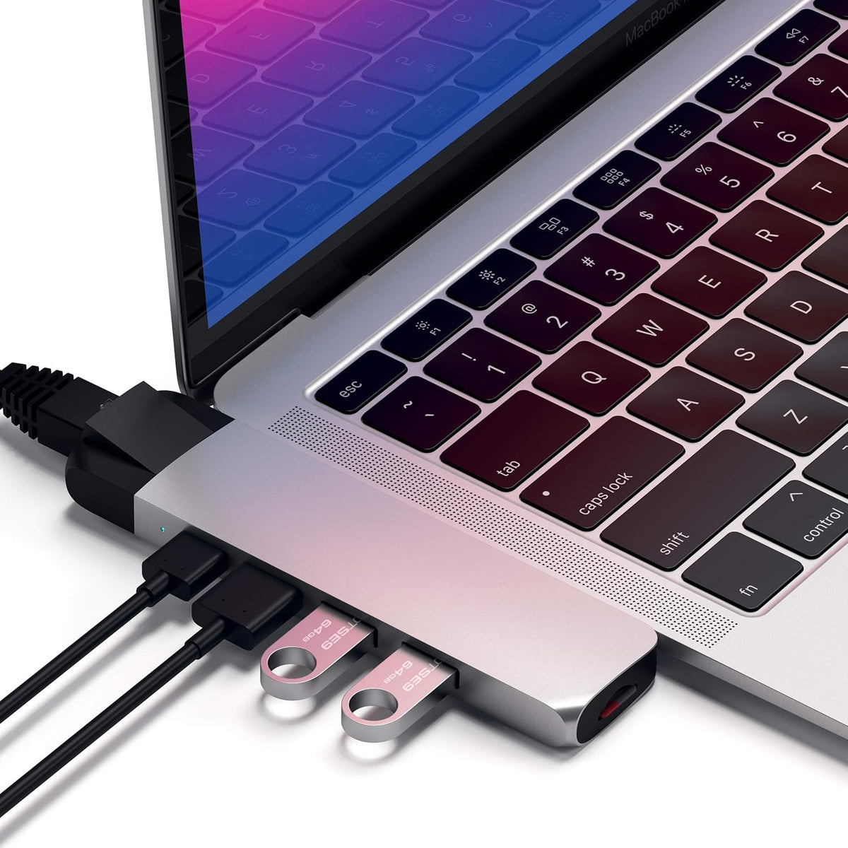 Type-C Hub Adapter with Ethernet, 4K HDMI, USB-C PD, Gigabit Ethernet, USB 3.0, Micro SD Card Slot (Silver) T48298