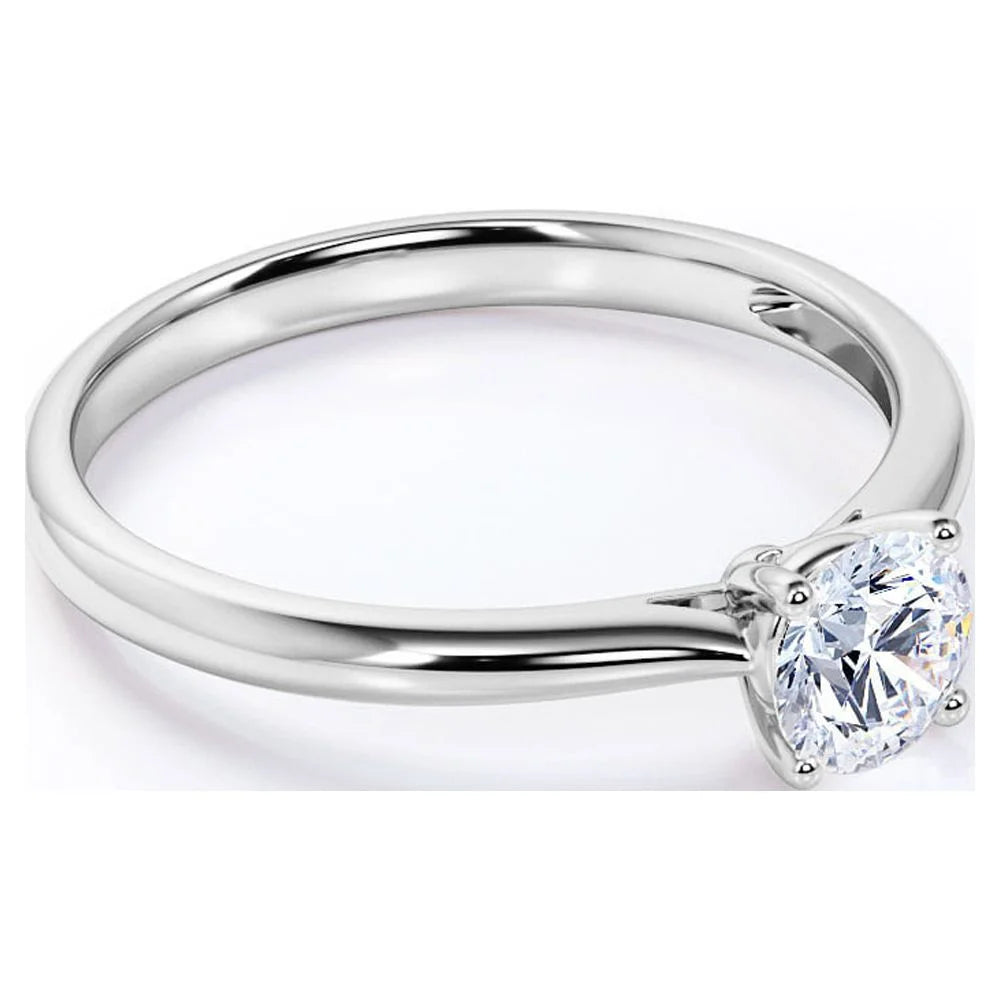 18K White Gold over Silver Round Cut Engagement Ring S629