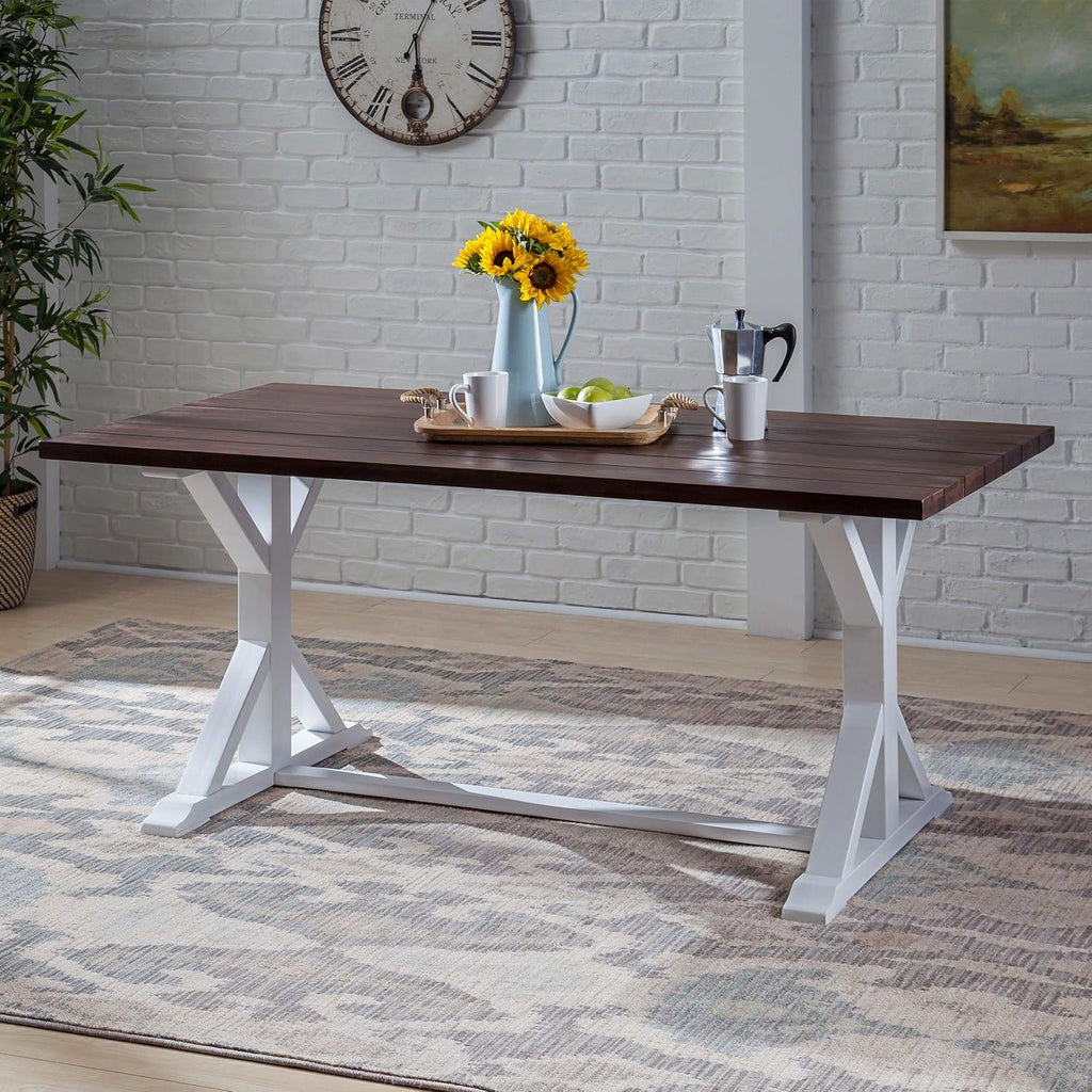 Dark Brown Acacia Wood Dining Table K198