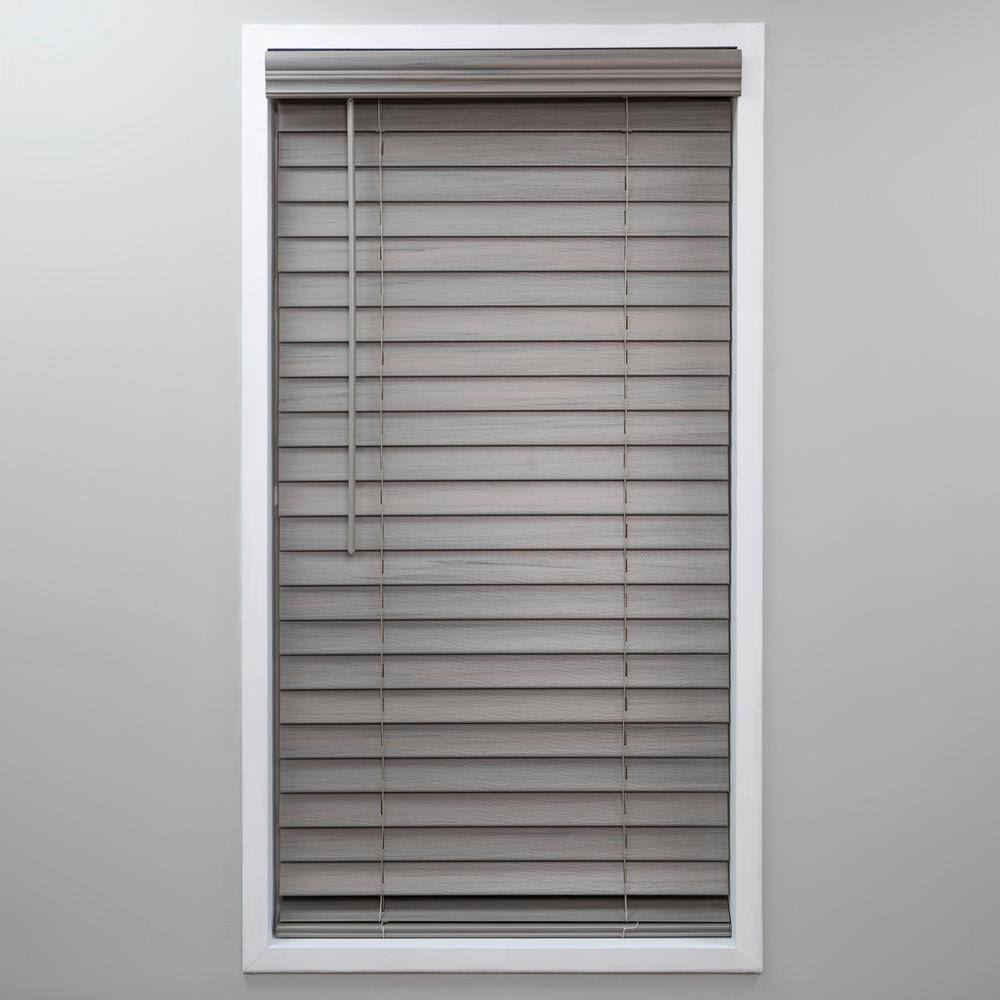 Cut-to-Width Cordless Room Darkening 2 in. PVC Faux Wood Blind 58.75 in. W x 48 in. W15243
