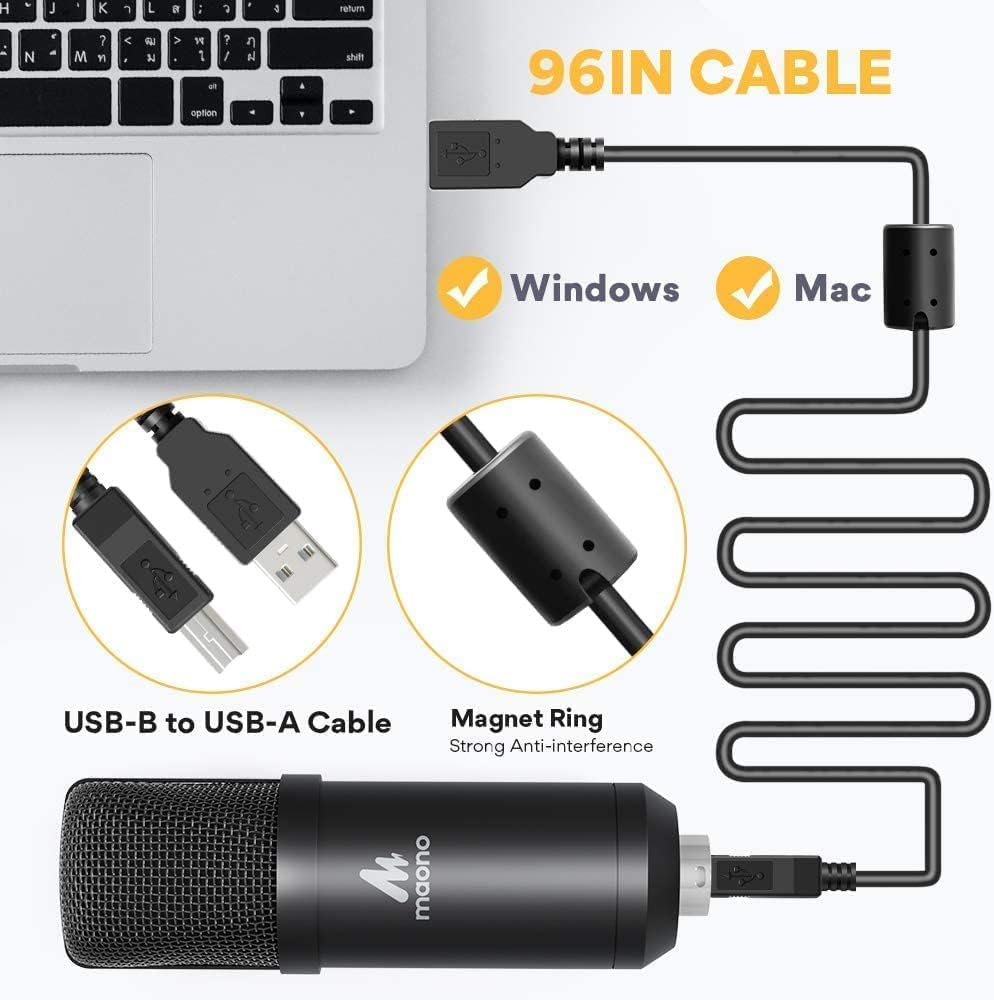USB Microphone Kit 192KHZ/24BIT with Aluminum Organizer Storage Case, Cardioid Mic, Pack of 2 K5625