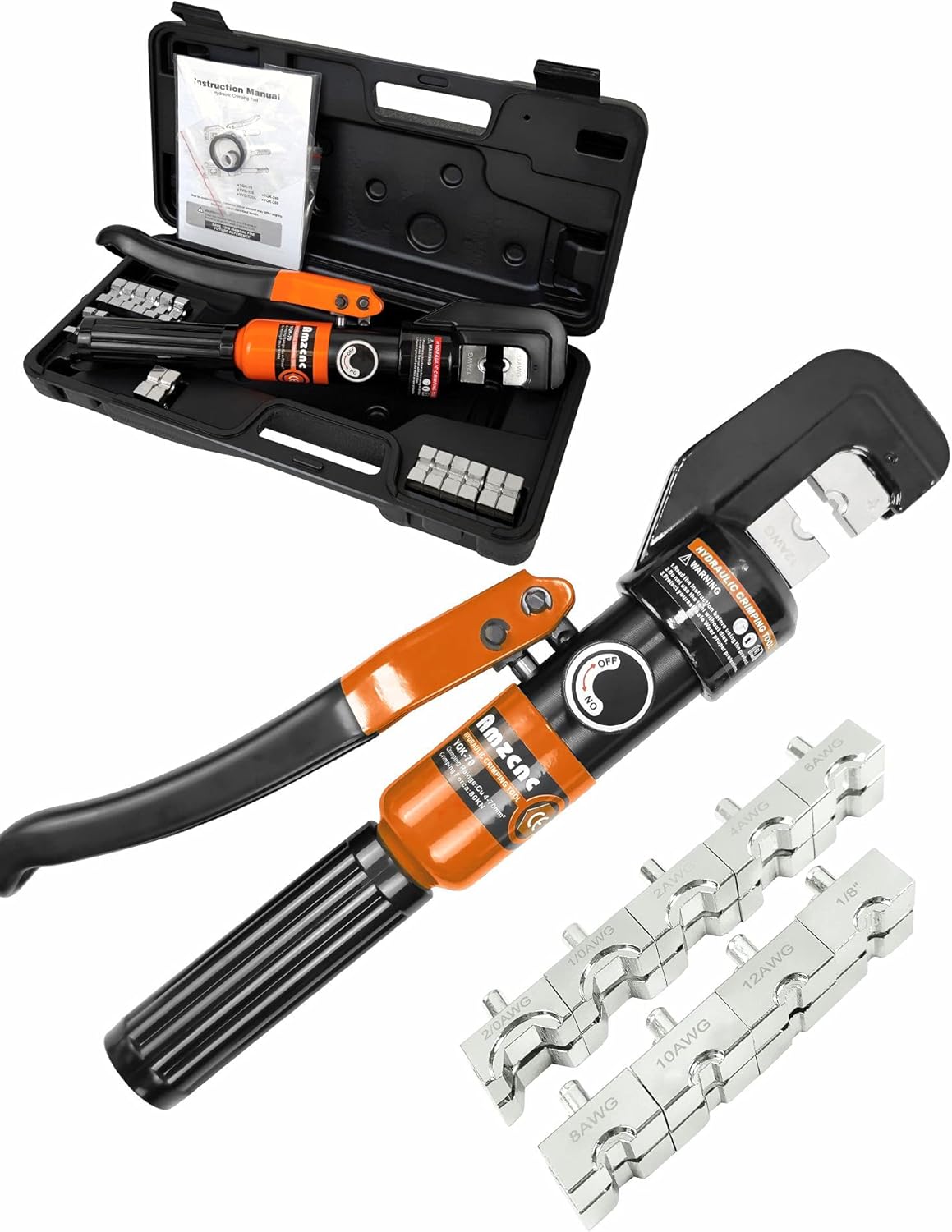 Hydraulic Cable Lug Crimper 10 US TON 12 AWG to 00 (2/0) Electrical Terminal Tool Kit with 9 Die Z6036