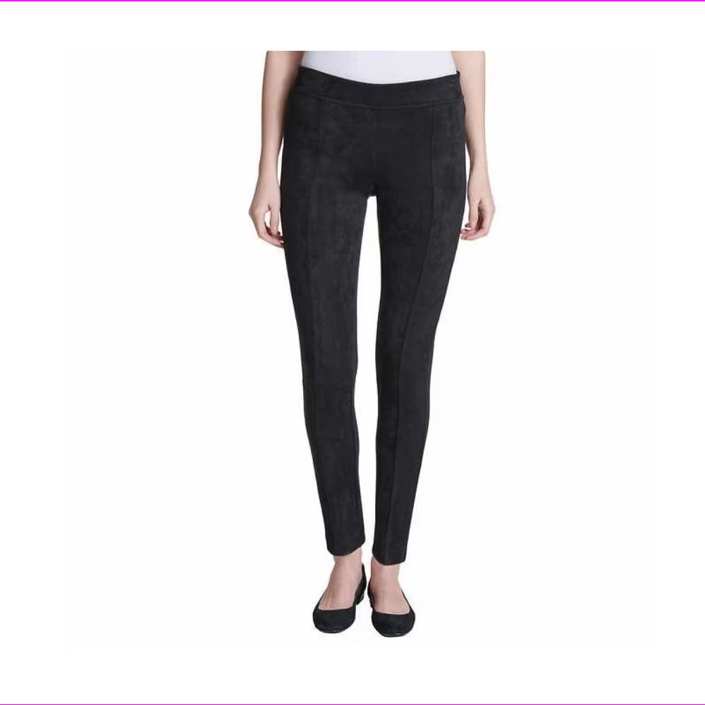 Black Mid Rise Slim Fit Pull On Pants J88106