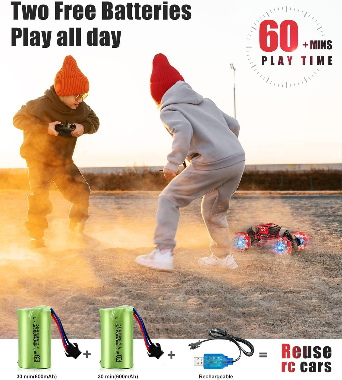 4WD Remote Control Stunt Car with 2 Rechargeable Batteries D294
