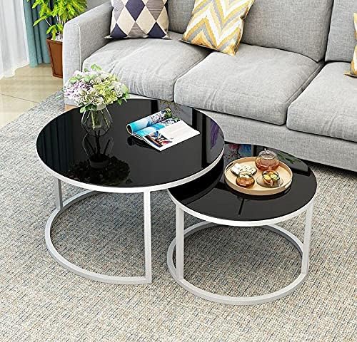 Tempered Glass Round Coffee Table 2 in 1 Combination Center Table Q300