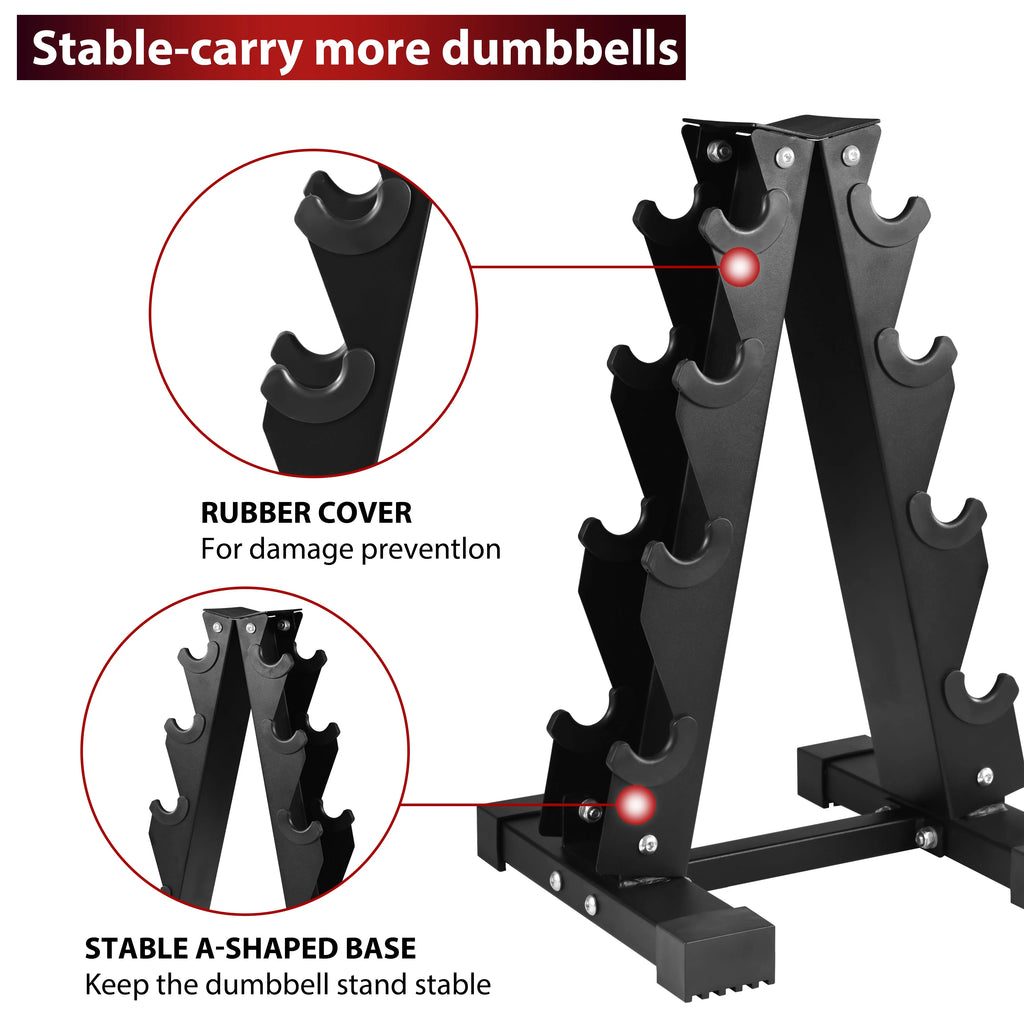100LB Rubber Coated Hex Dumbbell Weight Set with A-Frame Rack C6503