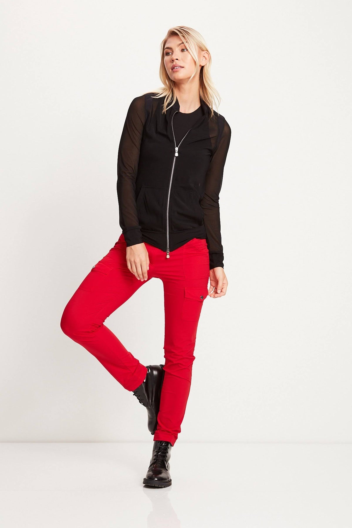 Red Slim Fit Cargo Pants S33658
