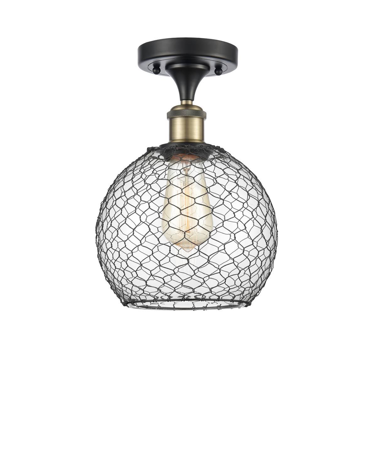 Farmhouse Chicken Wire 1 Light Semi-Flush Mount Q681
