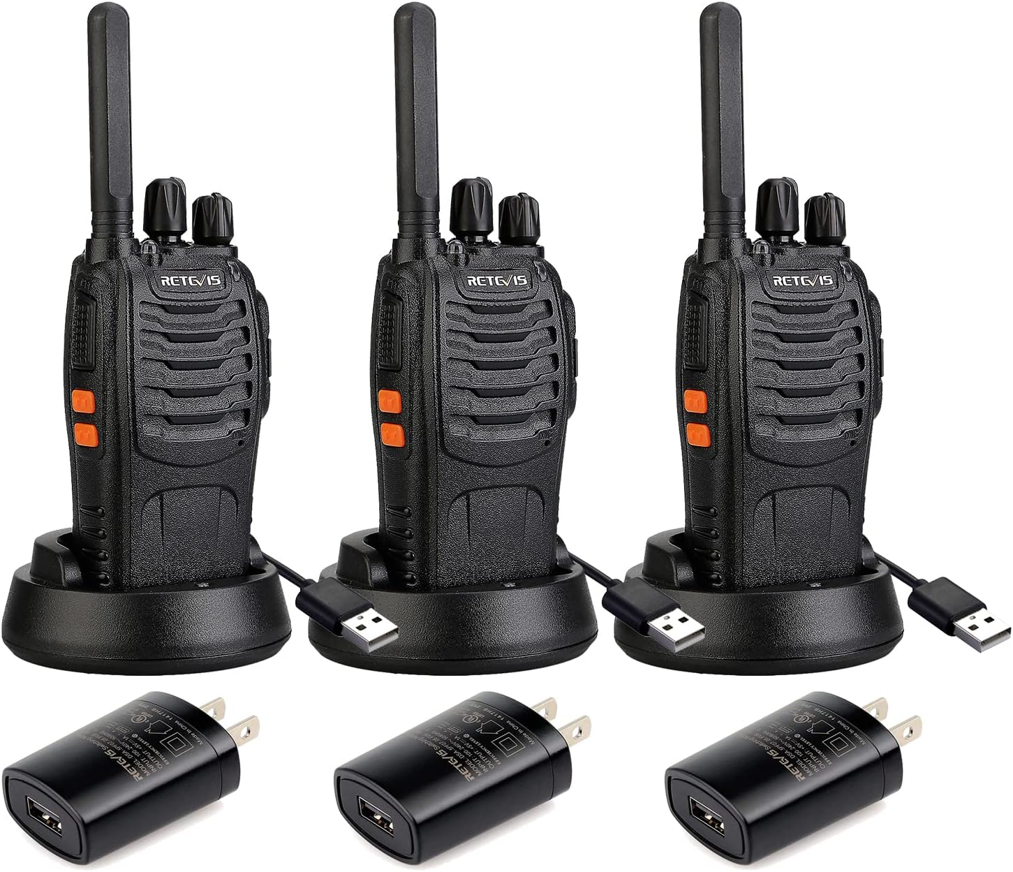 16CH Hand Free Rechargeable Two Way Radio with USB Charger (3 Pack) O46920