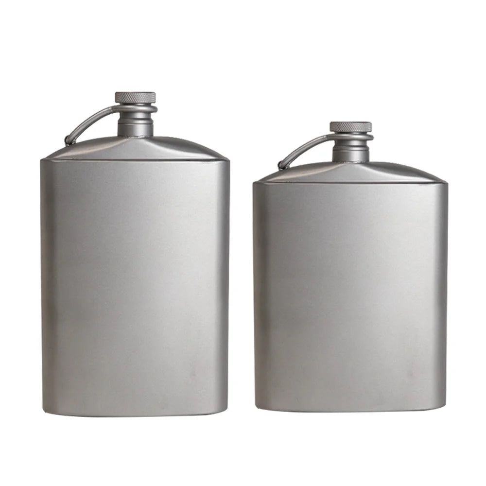 Titanium Flask Hip Flagon with Screw Clip Ultralight Hydration Flat Bottle with Ti Funnel L135987