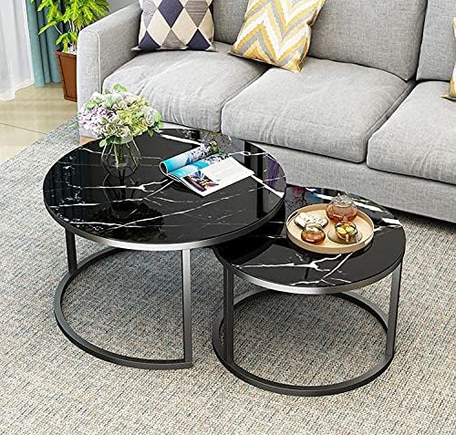 Tempered Glass Round Coffee Table 2 in 1 Combination Center Table Q300