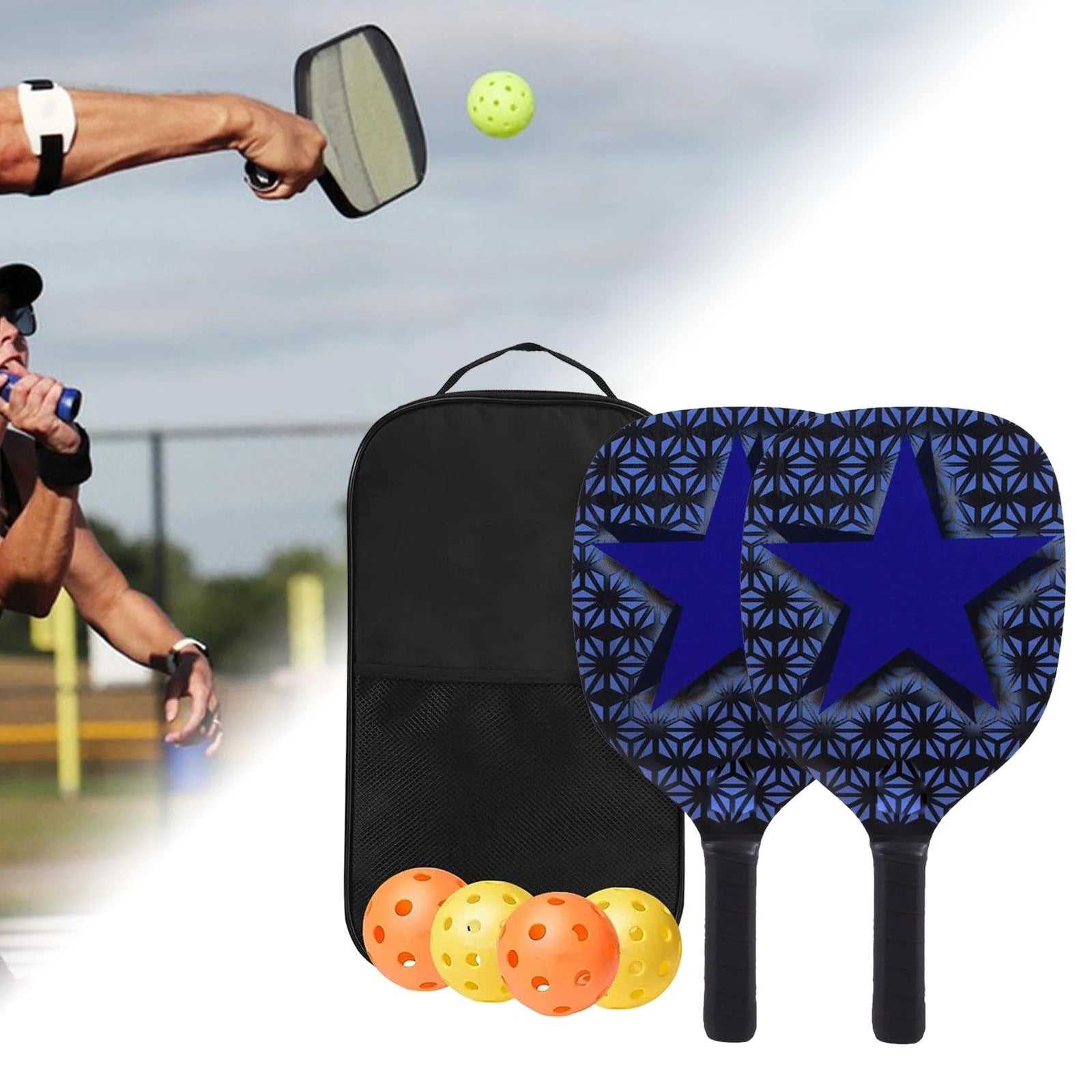 Pickleball Paddle Set with Cover Bag, 4 Balls, Comfort Grip M46445