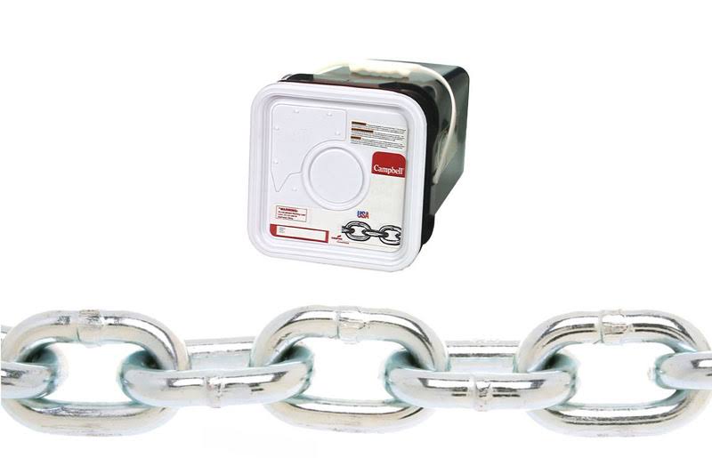 1/8x22 Grade 30 Proof Coil Chain, Zinc Plated, 200& per Square Pail O51436