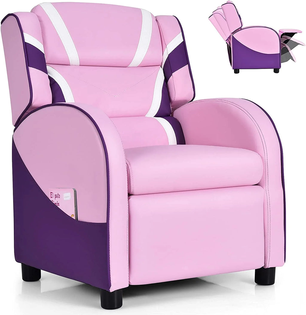 Blue Ergonomic Leather Recliner Chair with Footrest L47564