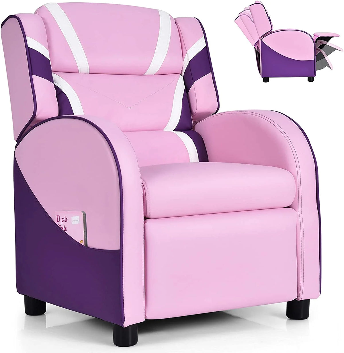 Blue Ergonomic Leather Recliner Chair with Footrest L47564
