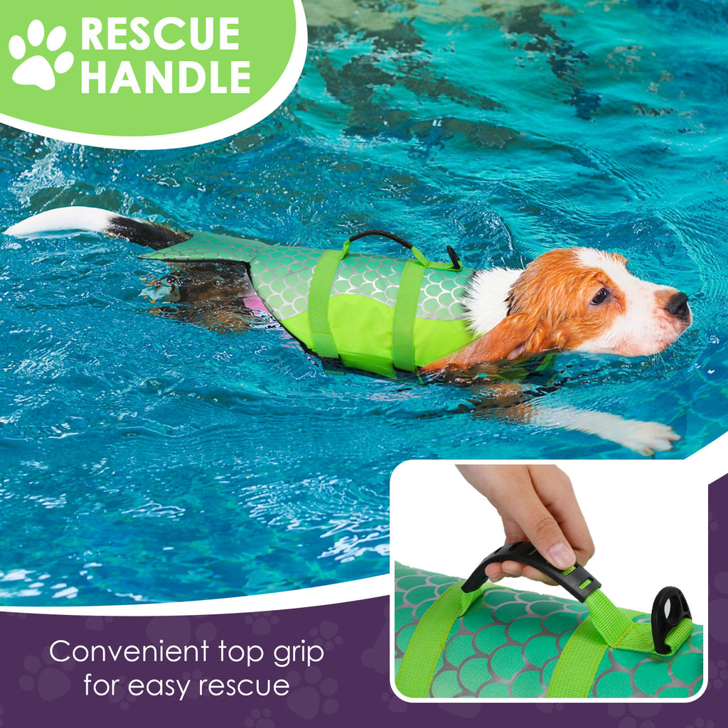 Mermaid Dog Life Jacket with Rescue Handle W865