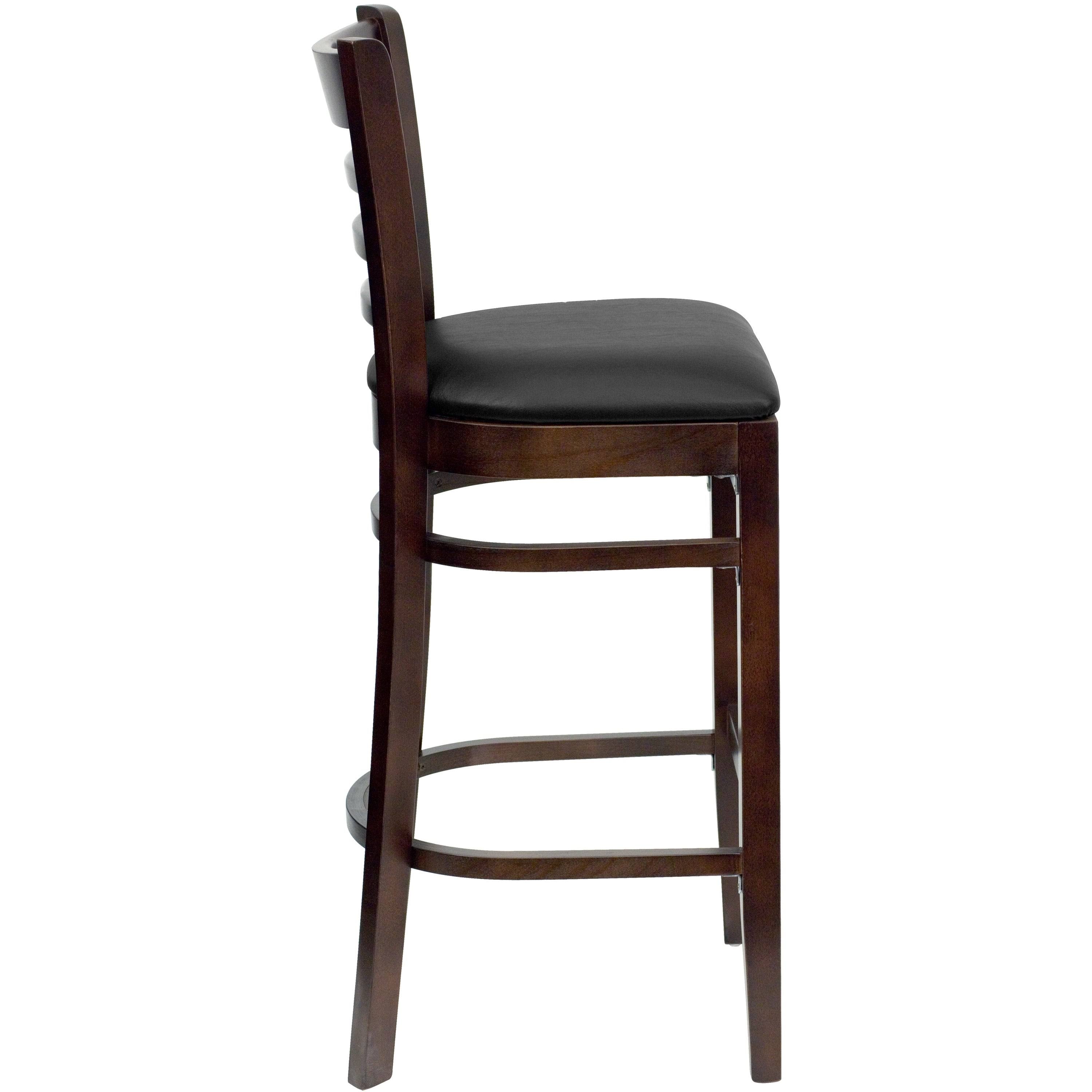 Walnut Wood Vertical Slat Back Wooden Barstool C839