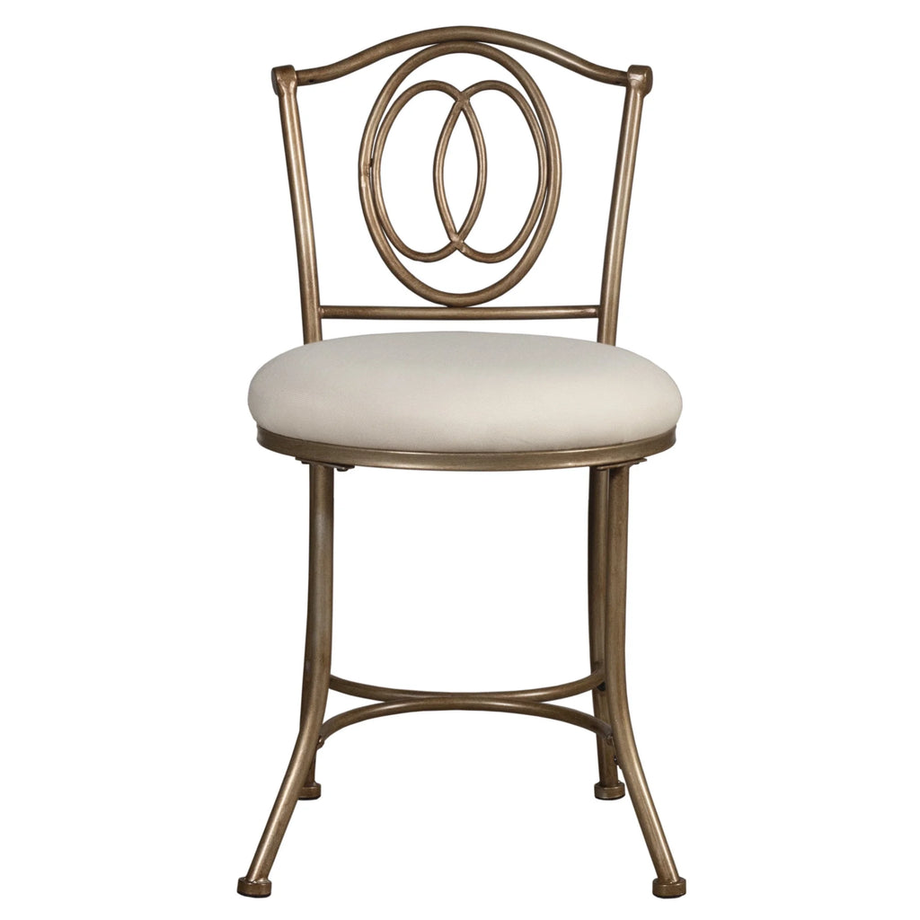 Golden Bronze Upholstered Metal Vanity Stool B3711