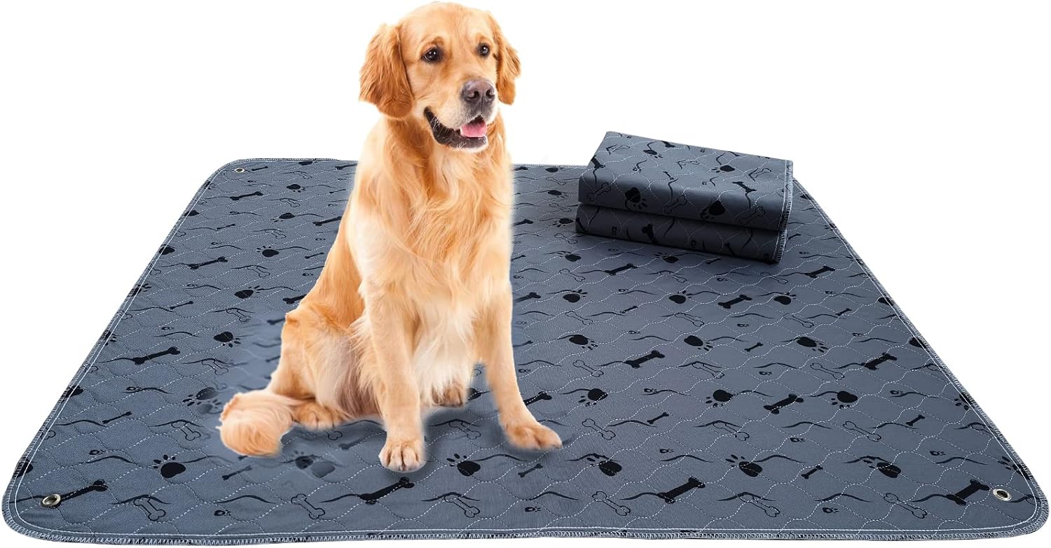 Washable Non Slip Dog Pee Pads, Grey Paw Print, Pack of 2 C92645