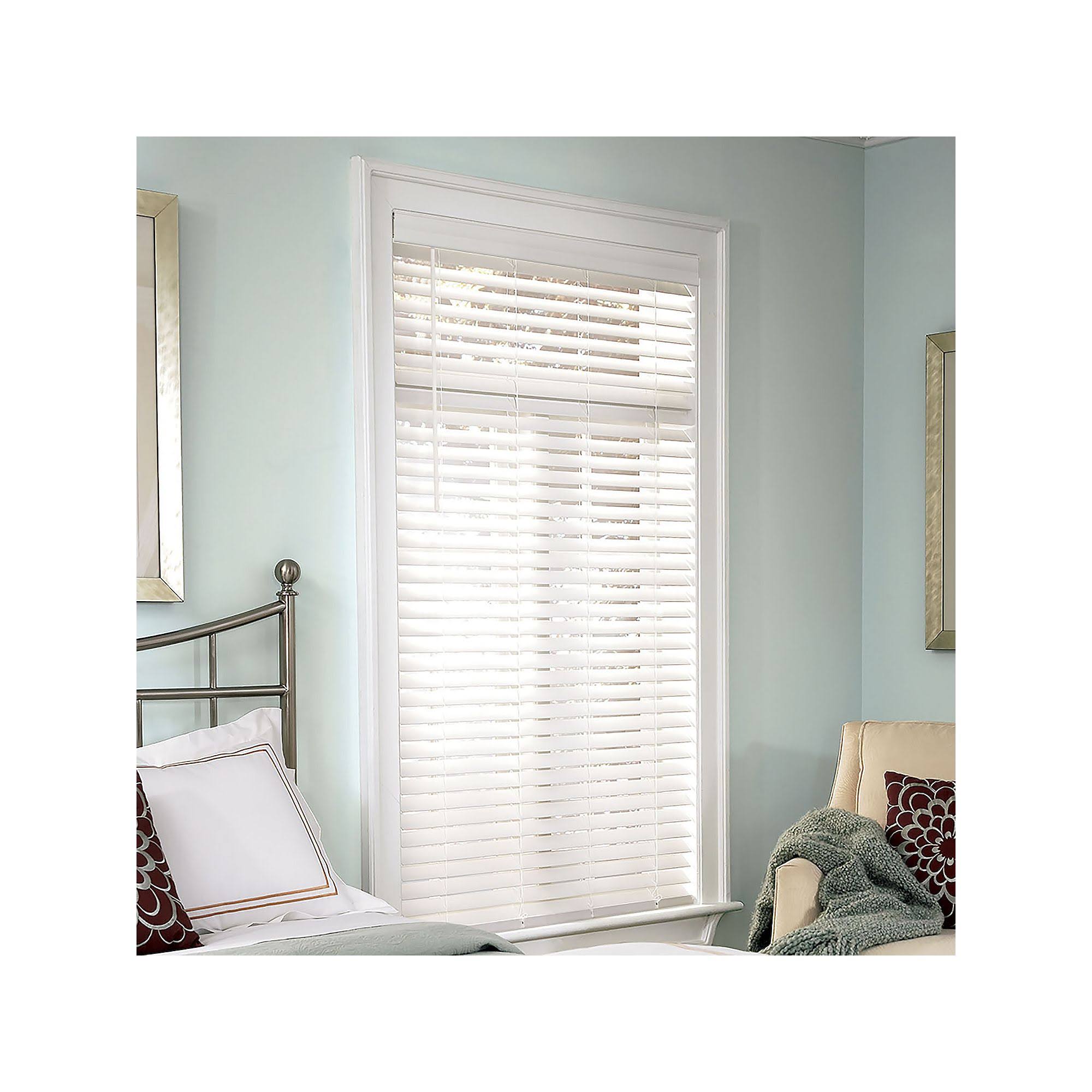 White 42x72 Faux Wood Cordless Blind L6885