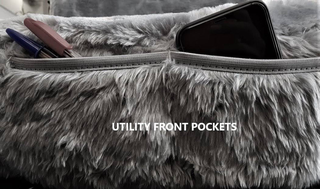 Faux Fur Front Seat Covers Silver Grey I83872