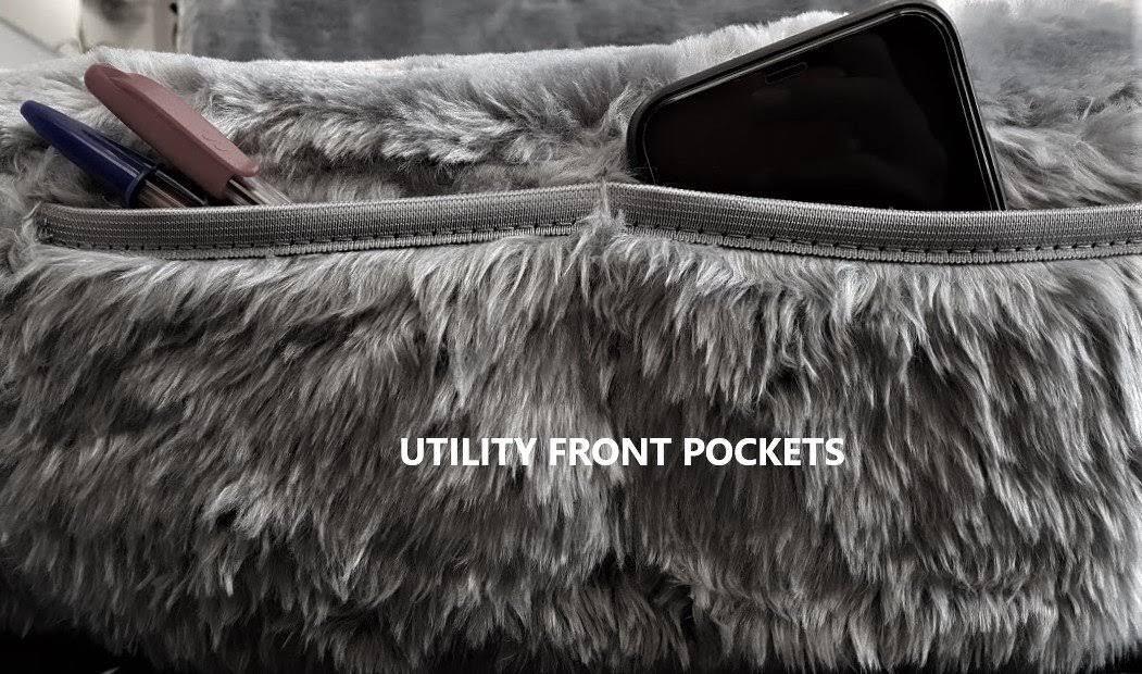Faux Fur Front Seat Covers Silver Grey I83872