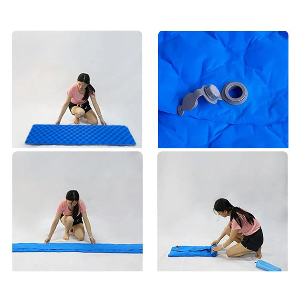 Blue Waterproof Inflatable Camping Mattress with Pillow N53099