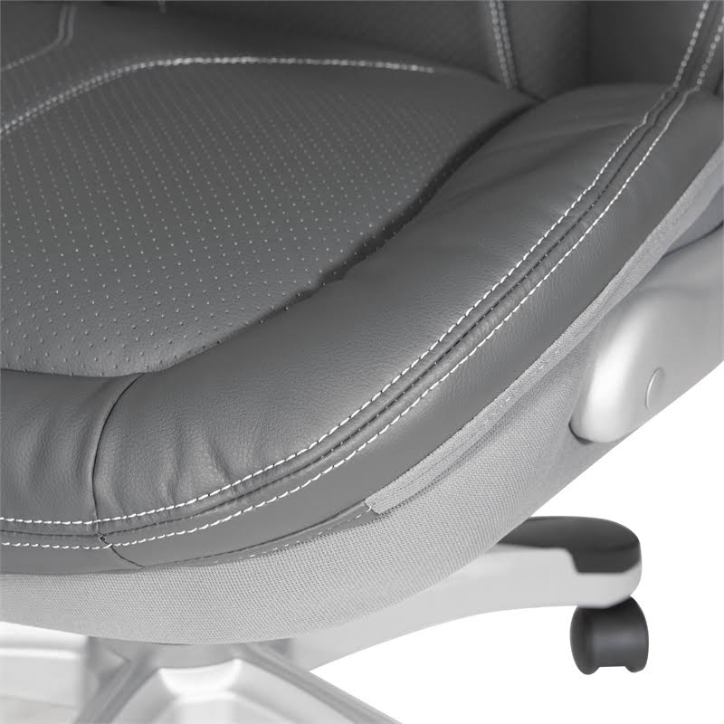 Grey Bonded Leather Executive Chair with Flip Arms Q359230