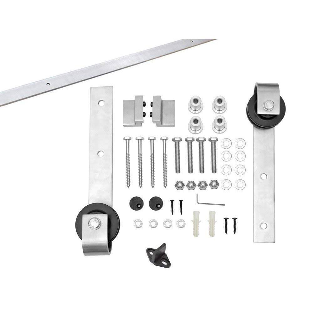 Solid Espresso Stained Knotty Pine Wood Interior Sliding Barn Door with Hardware Kit K77227