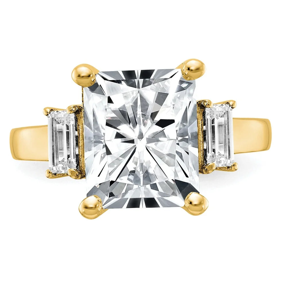 14K Yellow Gold Moissanite Octagon Emerald Ring P282