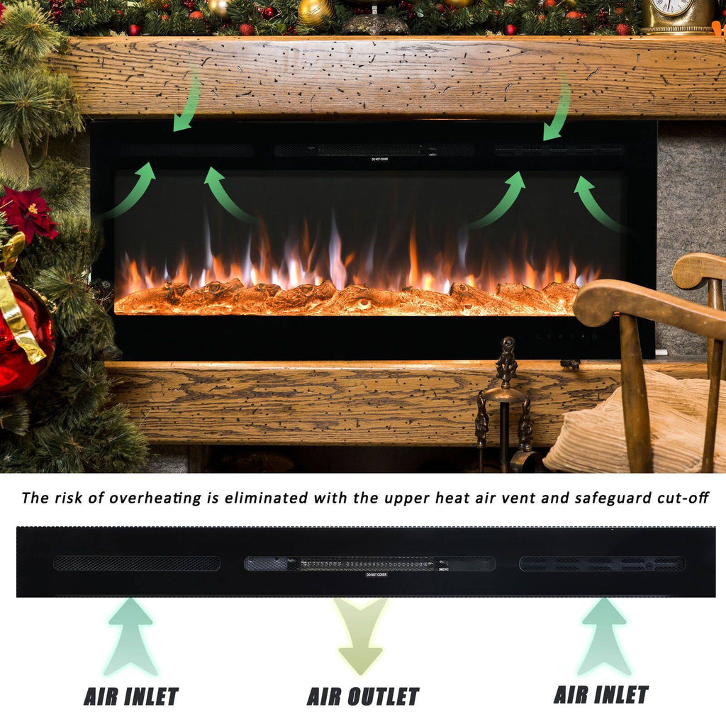 50-Inch Wall Mounted Recessed Electric Fireplace V76515