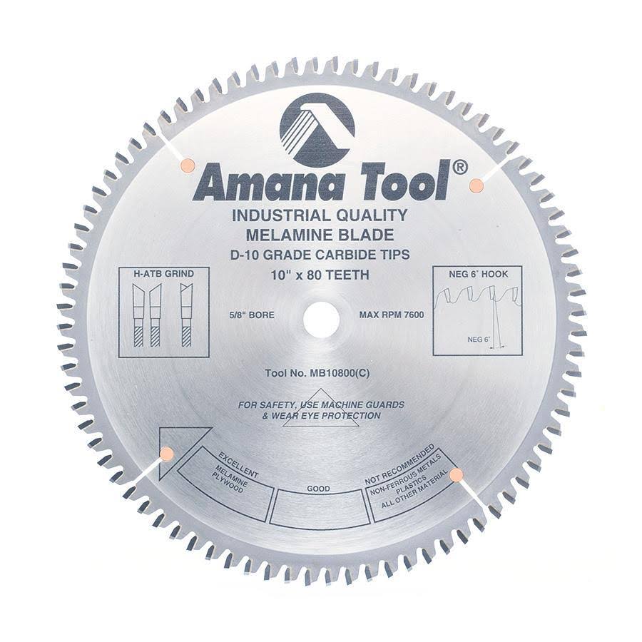Carbide Tipped Double-Face Melamine 10 inch Dia x 80T H-ATB, 5/8 Bore G976659