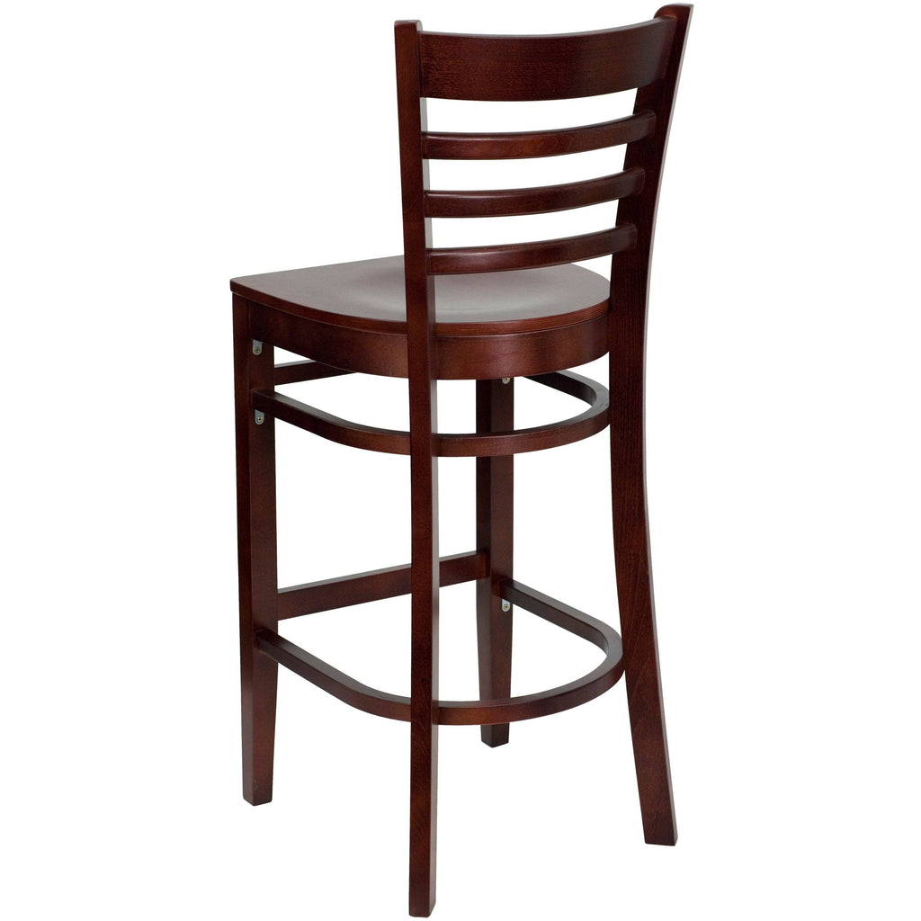 Walnut Wood Vertical Slat Back Wooden Barstool C839
