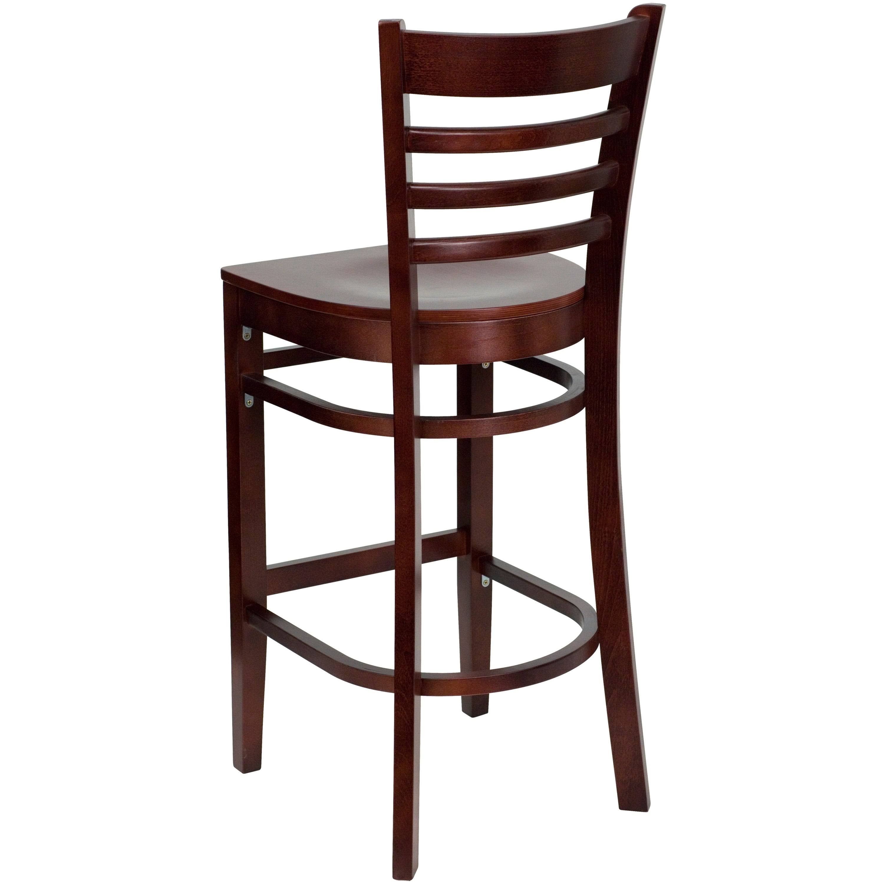 Walnut Wood Vertical Slat Back Wooden Barstool C839