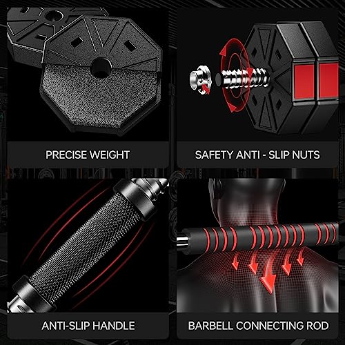 44Lbs 66Lbs 88Lbs 3 in 1 Adjustable Weights Dumbbells Barbell Set S874