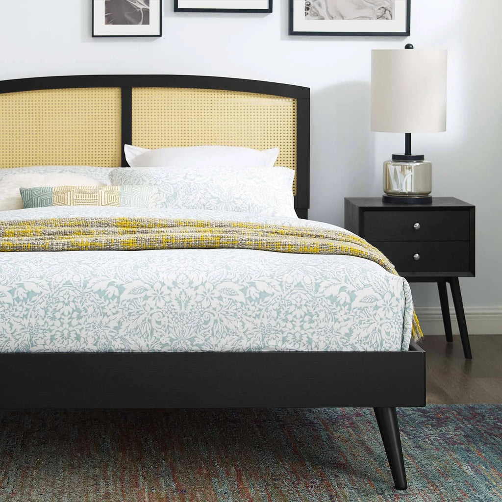 Black Queen Platform Bed with Splayed Legs H6612