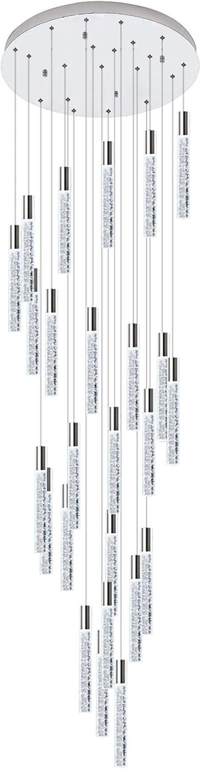 24-Lights Silver Chrome Modern Dimmable Crystal Chandelier Q77426