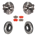 Front Hub Bearing Assembly With Coated Drilled Slotted Disc Brake Rotors And Semi-Metallic Pads Kit M767
