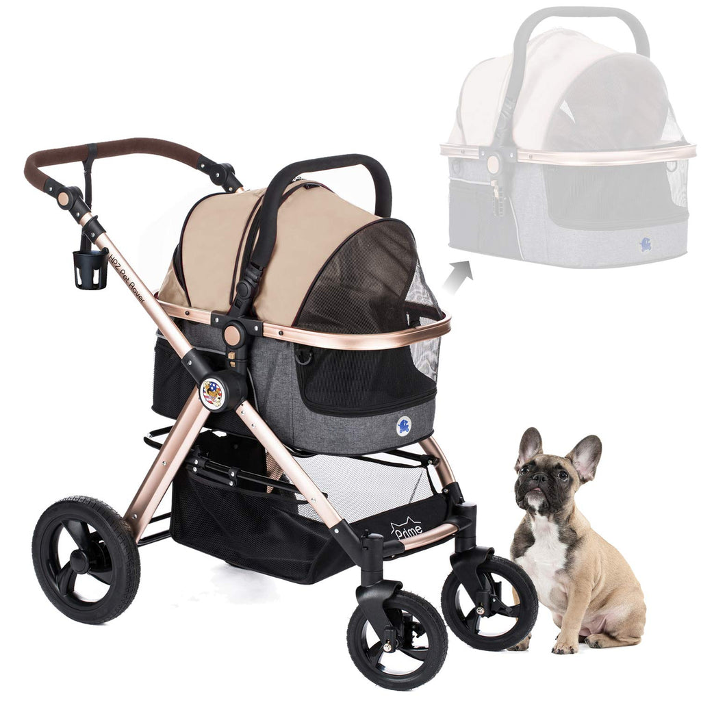 Black 3-in-1 Pet Stroller with Detach Carrier, Aluminum Frame I2411