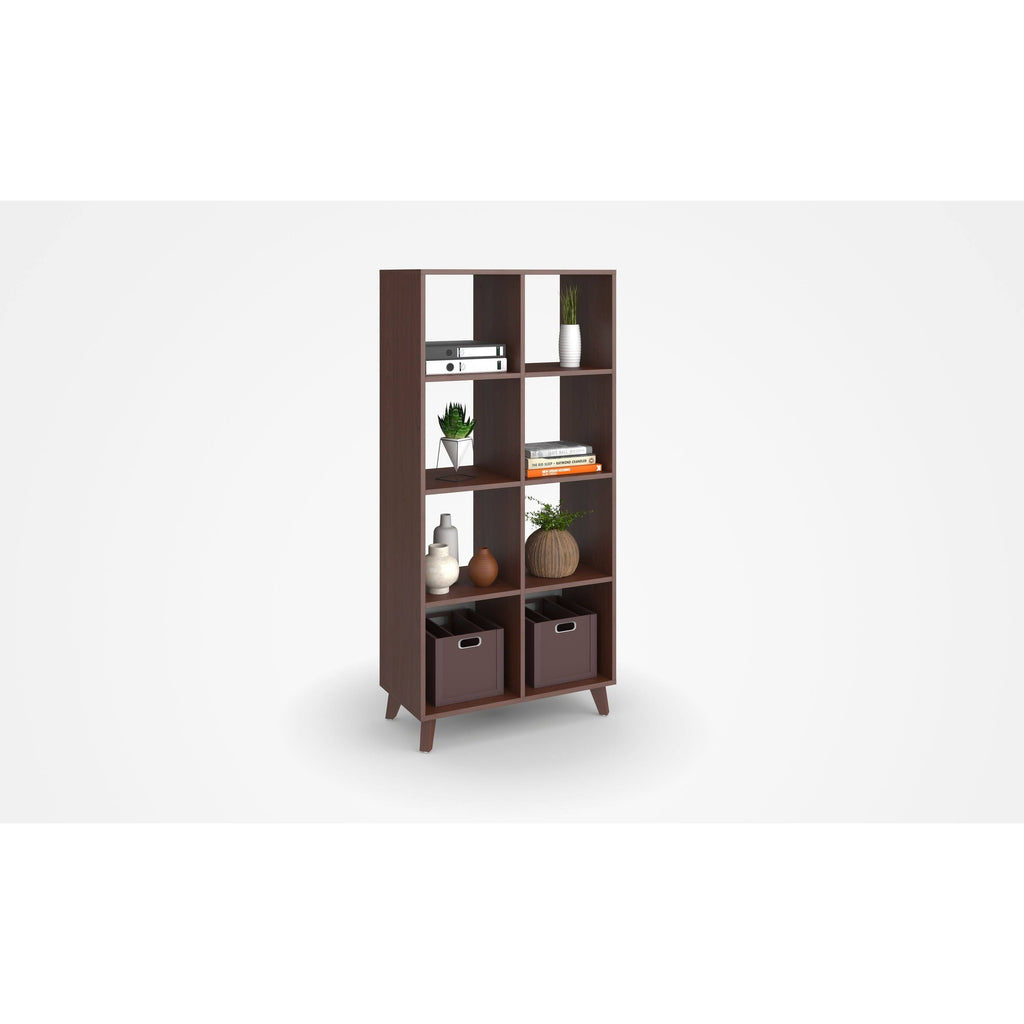 Teak Modern Cube Bookcase with Real Wood Feet O27601