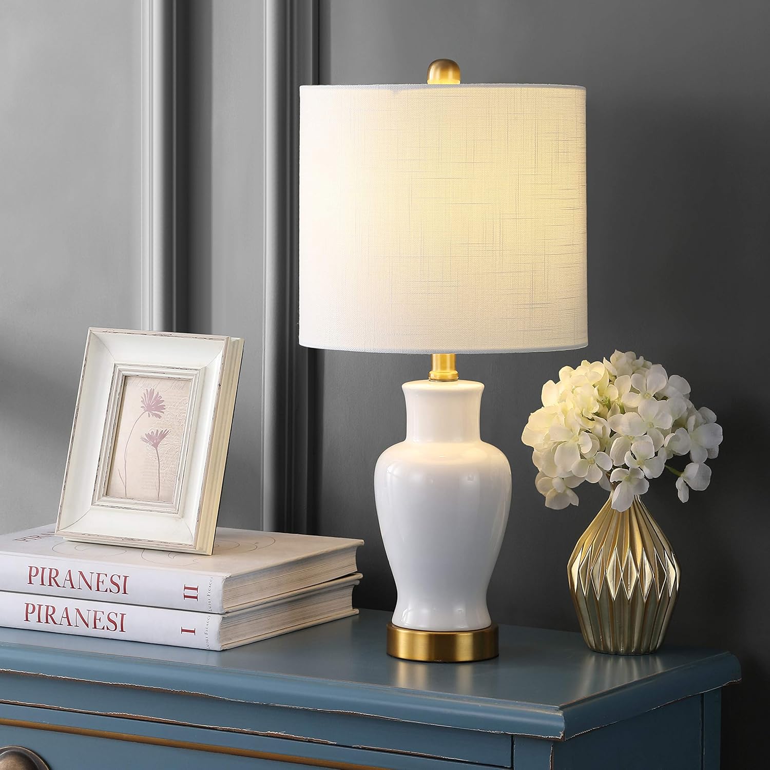 White Ceramic/Iron LED Lamp T201