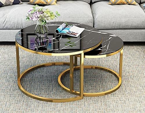 Tempered Glass Round Coffee Table 2 in 1 Combination Center Table Q300