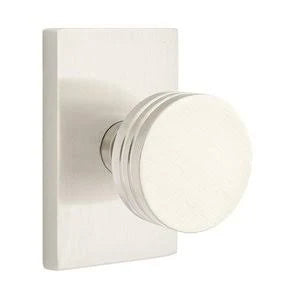 Satin Nickel Door Knob and Rectangular Rose V658157