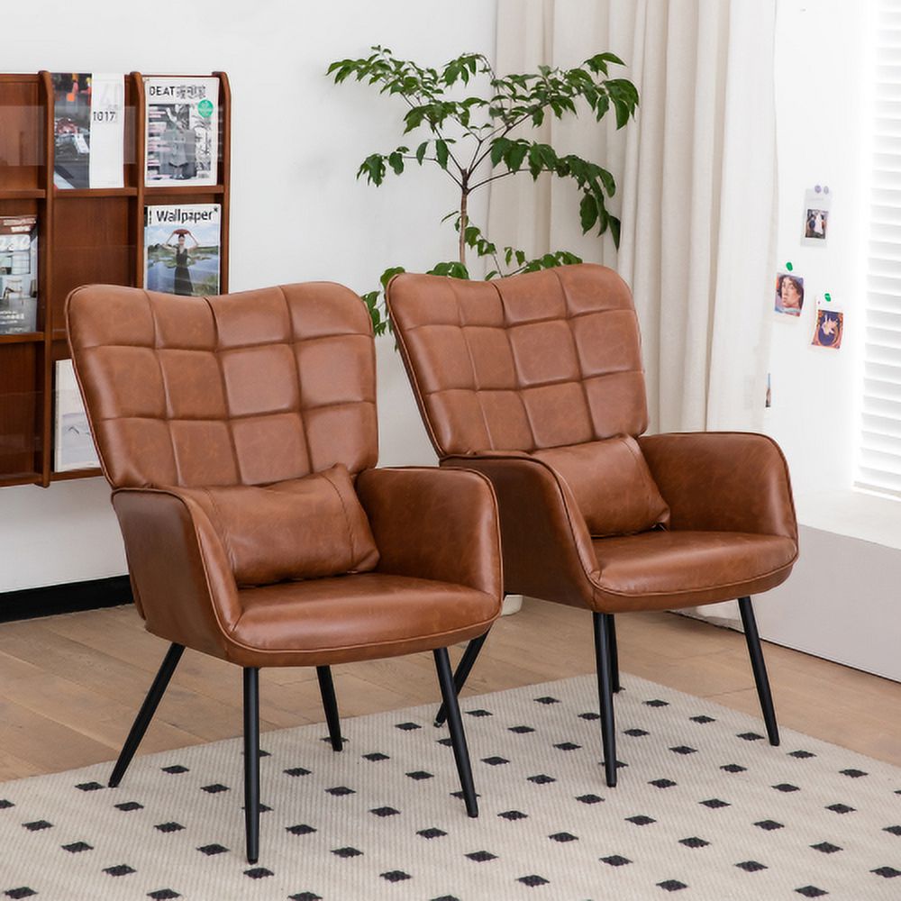Bonded Leather High Back Accent Chair with Metal Legs L458