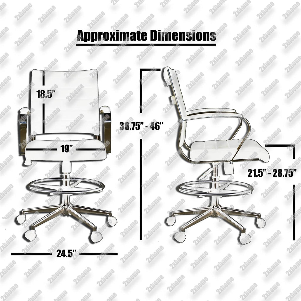 White Ergonomic Office Drafting Armchair Q776429