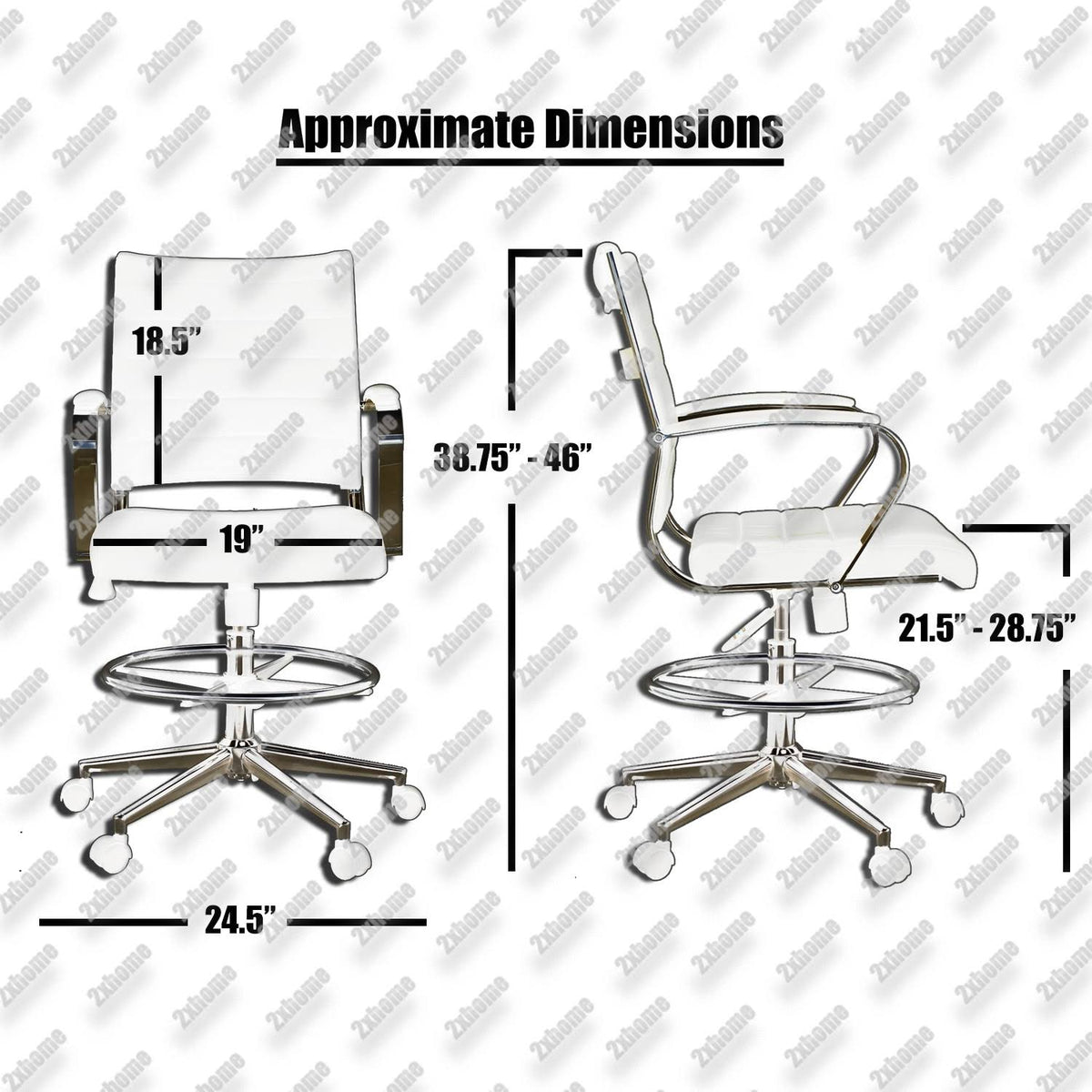 White Ergonomic Office Drafting Armchair Q776429