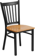 Black Vertical Back Metal Restaurant Chair with Natural Wood Seat T2027